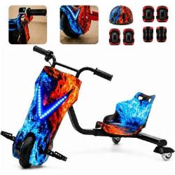 Patinete Elétrico Infantil Triciclo PARES Drift Bluetooth 3 Rodas Vermelho Diversão e Lazer Kit de segurança