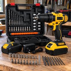 Parafusadeira Furadeira Impacto Sem Fio 2 Baterias 48V Profissional Bivolt Maleta Kit Completo